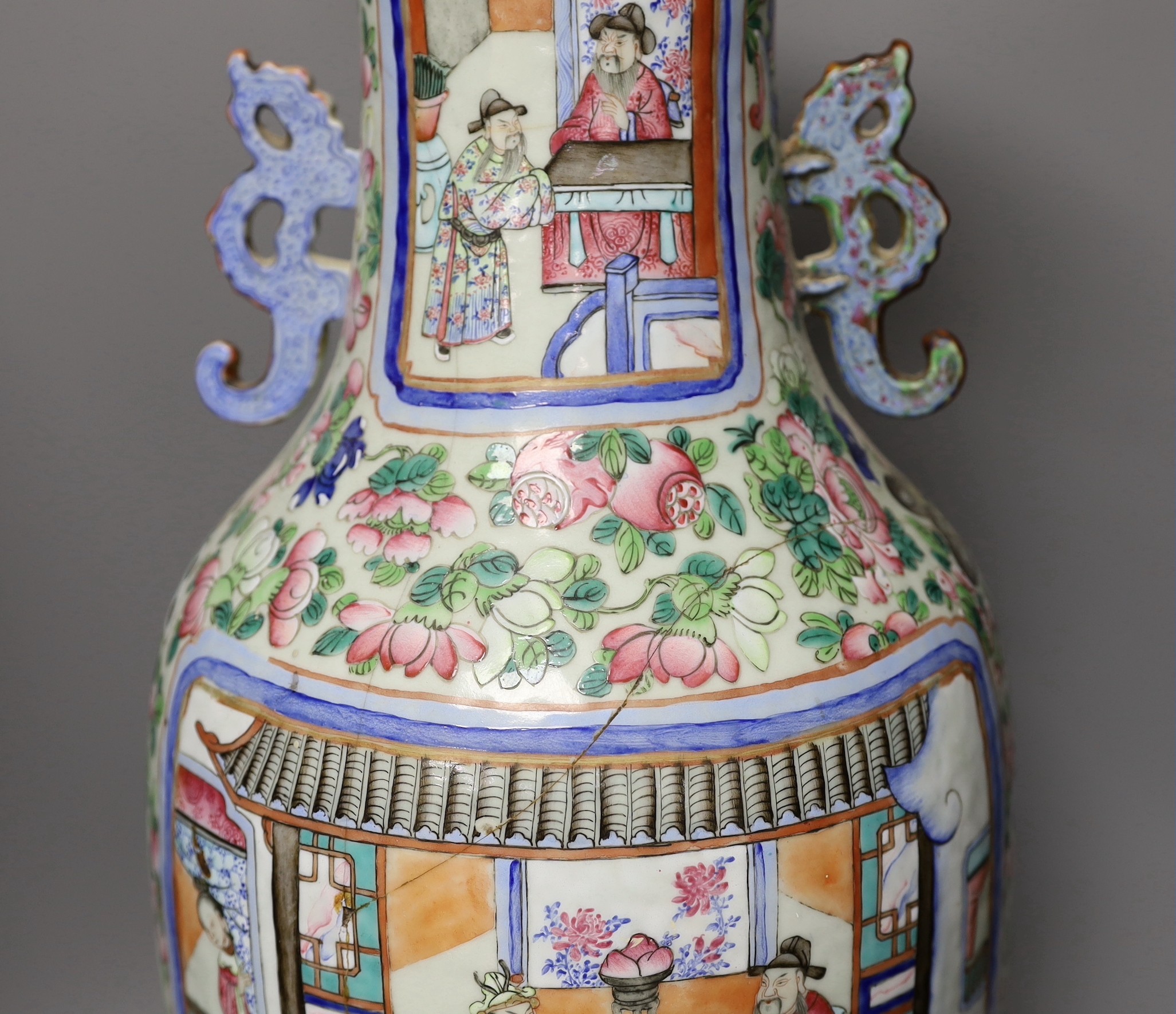 A 19th century famille rose vase (a.f.), 61.5 cms high